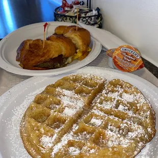 Scrapple, egg &amp; cheese  Waffle w/ extra butter