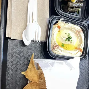 Hummus Pita Chips Dolma