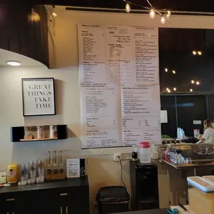 the menu of a restaurant