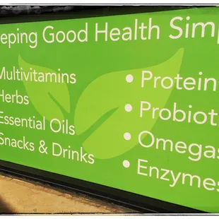 a sign for a health shop