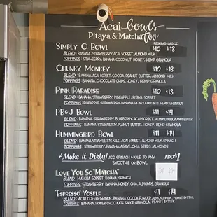 Açaí menu 06/03/23