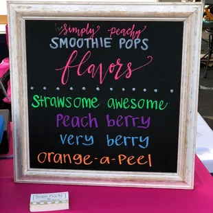 Simply Peachy Smoothie Pops Menu