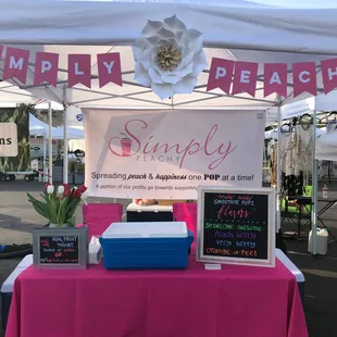 Simply Peachy Smoothie Pops/ Uptown Farmers market booth