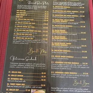 menu