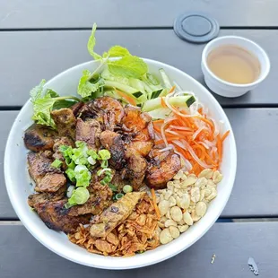 a bowl of food on a table