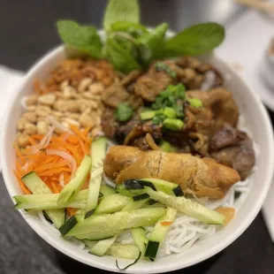 a bowl of food on a table