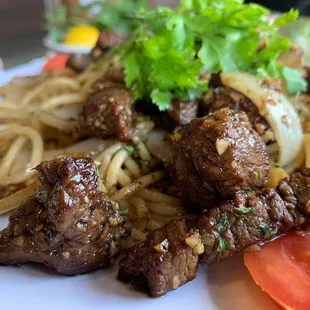 Garlic Noodles and Filet Mignon