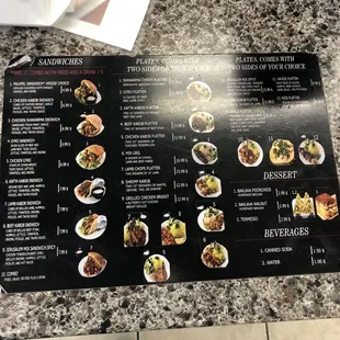 a menu on a table