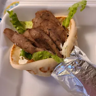 Gyro sandwich. Looks great but doesn't taste great. Super dry.