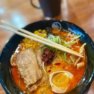 Hot miso with kale noodle.