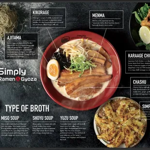 ramen and noodles, menu