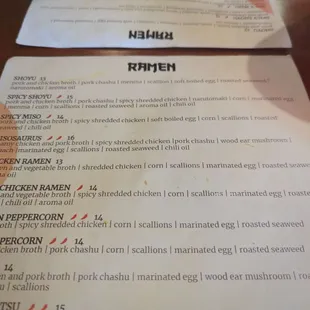 menu