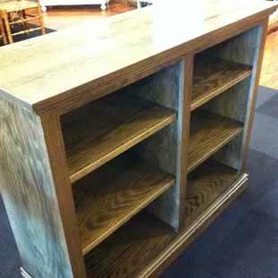Solid Oak Bookcase with a walnut stain, locally made by Carl Allens