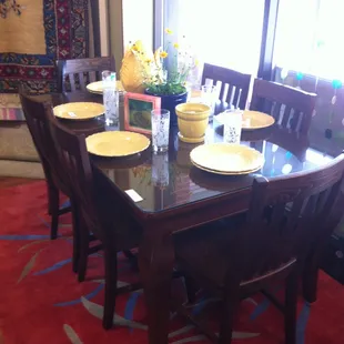 Pottery Barn Table and chairs with some nice pops of color