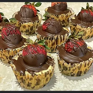 Chocolate Covered Strawberry Mini Cheesecakes $30 per dozen