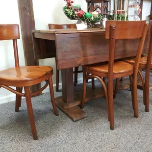 Trestle farmhouse table with 6 chairs