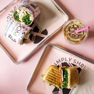 Kale Caesar Wrap and Portobello Sandwich (vegan)