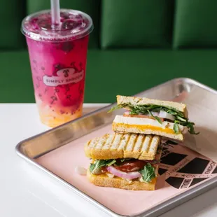 Passion Dragon Spritzer and Maple Dijon Chicken Sandwich