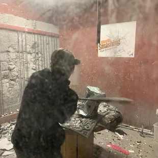 My son going to town.