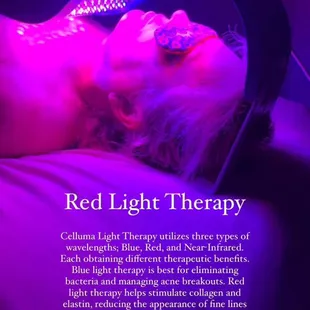 Red and blue light therapy available.