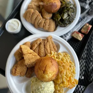 Cornbread Potato Salad Collard Greens Mac and Cheese Catfish