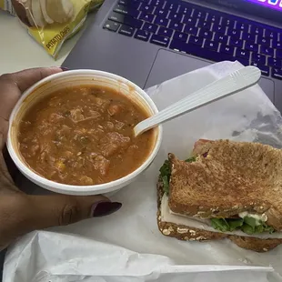 Grilled Turkey sandwich and tortilla soup