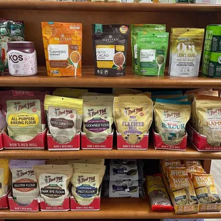 Flours, powders, berries and granolas found here