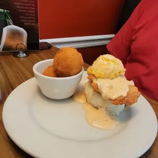 Chicken and biscuit/fried mac and cheese
