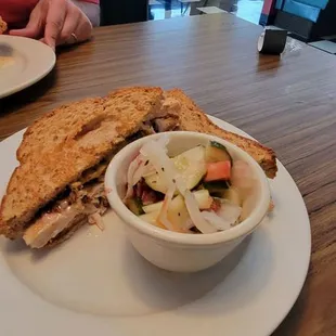 Cranberry turkey melt/cucumbers and tomatoes