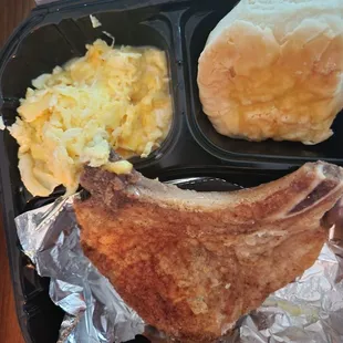 PORK CHOP, eggs and homemade biscuit