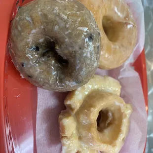 a basket of doughnuts