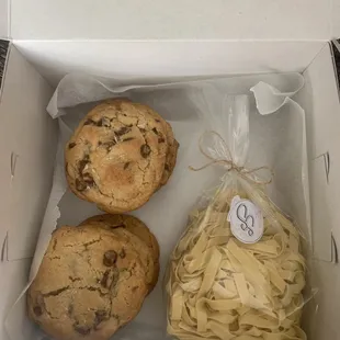 three cookies in a box