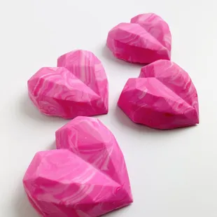 pink hearts on a white surface