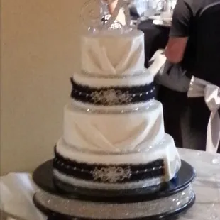 The beautiful wedding cake Darci made.