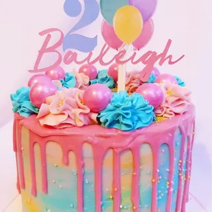 a colorful birthday cake