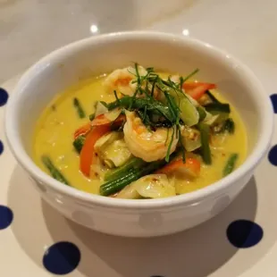 Green curry with shrimp.