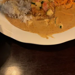 Salmon in Mango Sauce. Sorry, we already dove in before pictures!