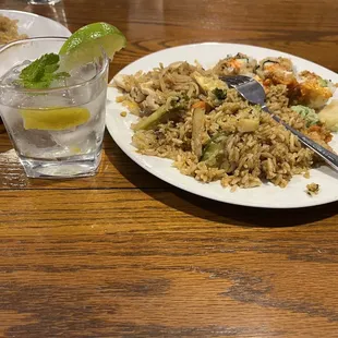 Pad Thai, Basil Fried Rice, Shrimp Bomb, Bourbon Salmon