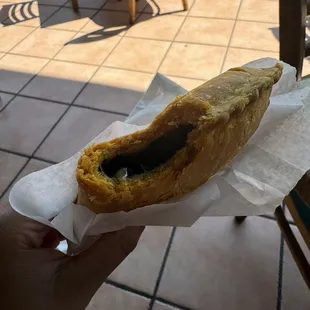 Inside a spinach patty