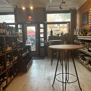 the inside of a wine shop