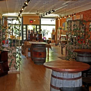 the interior of a wine shop