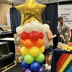Balloon Decorations, balloon column for Out &amp; Equal Workplace Summit Conference