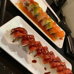 two plates of sushi
