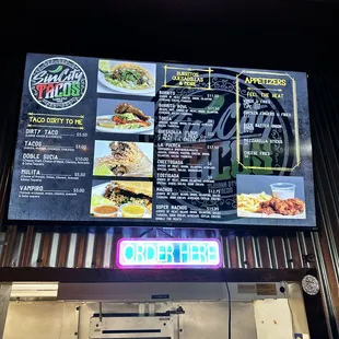 Food menu for inside