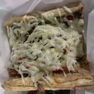 The Beef Hoagie with cheese, fajita veggies IT WAS DELICIOUS!