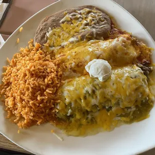 Red and green enchiladas lunch special