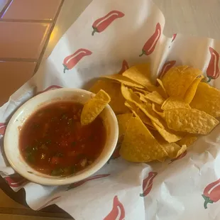 Dip is made with Red Chili Salsa and diced green onion... my favorite!
