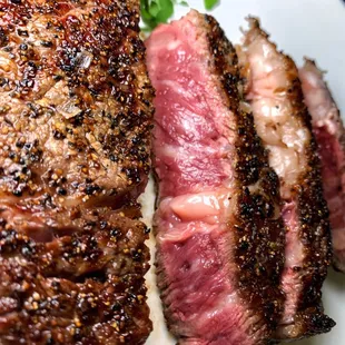 sliced steak on a plate