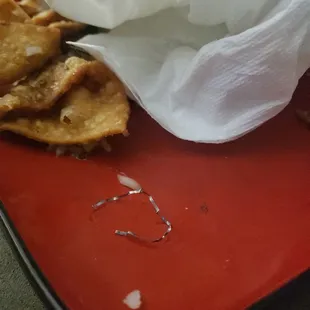 Steel wool found in food. Along with hair.