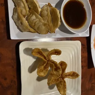 Meat Gyoza and crab Rangoon